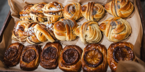 Swedish buns on a tray